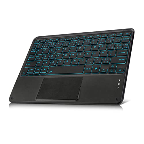 Koochuwah AZERTY-Tastatur, Bluetooth, Touchpad, kompatibel mit Tablets Windows Android iPads iOS Smart Phones Handys, Bluetooth von KOOCHUWAH