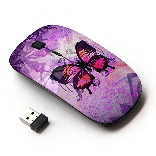 KOOLmouse [ Optische 2.4G kabellos Maus [ Purple Pen Art Floral Butterfly ] von KOOLmouse