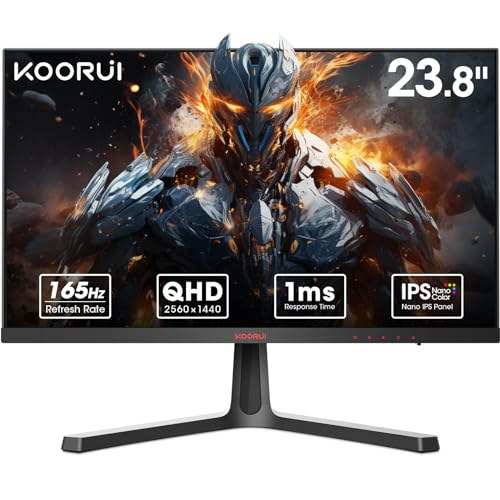 KOORUI 23.8 Zoll Gaming Monitor, 2K Bildschirm QHD(2560 * 1440p), 165hz Vertical PC Monitors Adaptive Sync (Nano-IPS, 1ms, Eye Care, HDR 10, 100% SRGB, VESA 100x100mm, Höhenverstellbar)- GP01 von KOORUI