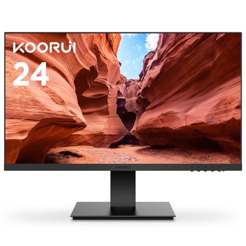 KOORUI 24 Zoll Monitor Full-HD, 75 Hz, 5ms, Eye Comfort, sRGB 99% Farbumfangs,(1920 x 1080, HDMI, VGA, Neigbar, VESA 75x75) Schwarz von KOORUI