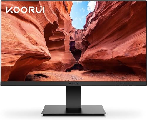 KOORUI 24 Zoll Monitor Full-HD, 75 Hz, 5ms, Eye Comfort, sRGB 99% Farbumfangs,(1920 x 1080, HDMI, VGA, Neigbar, VESA 75x75) Schwarz von KOORUI