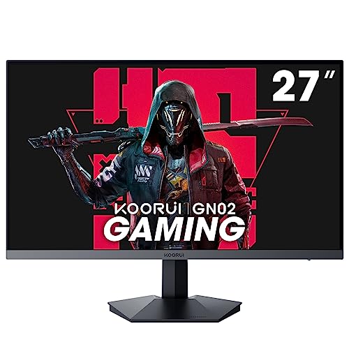 KOORUI 27 Zoll 144Hz Gaming Monitor, 2K 1440p QHD IPS HDR Gaming Computer Monitor, FreeSync 1ms Extrem geringe Bewegungsunschärfe, Ultraschlanker Rahmen VESA montierbar, DP/2HDMI, Neigungs-/Höhen-/Schwenkverstellbar, SCHWARZ von KOORUI