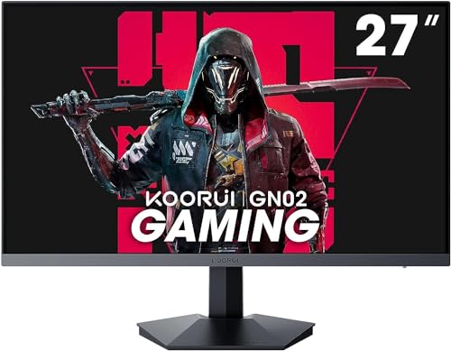 KOORUI 27 Zoll Gaming Monitor, PC Bildschirm 240Hz, FHD, 1ms, Adaptive Sync (1920 x 1080p, DCI-P3 90%, SRGB 100%, HDMI, DisplayPort, VESA 75x75) von KOORUI