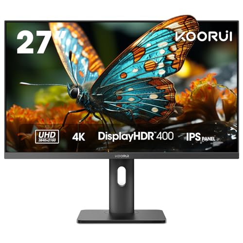 KOORUI 27 Zoll Monitor, 4K Bildschirm UHD (3840 * 2160p), Vertical PC Monitors 60hz (IPS, Eye Care, HDR400, 100% SRGB, VESA 100x100mm, Höhenverstellbar)- 27N7U von KOORUI