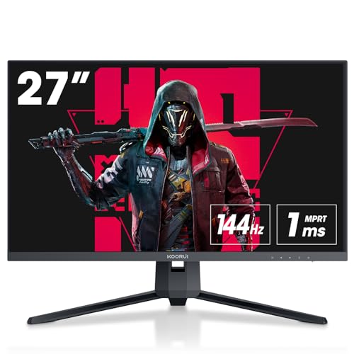 KOORUI 27 Zoll QHD Gaming Monitor 144 Hz, 1ms, DCI-P3 90% Farbumfangs, Adaptive Sync, (2560x1440, HDMI, DisplayPort) schwarz von KOORUI