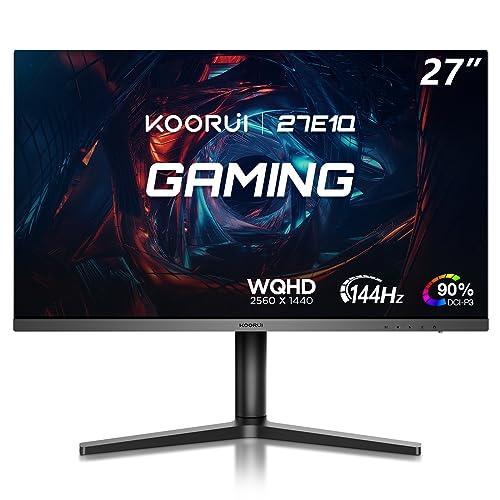 KOORUI Gaming-Monitor 27, 144 Hz, Auflösung WQHD (2560 x 1440), 1MS, Display Port & 2 x HDMI, FreeSync kompatibel, Schwarz von KOORUI