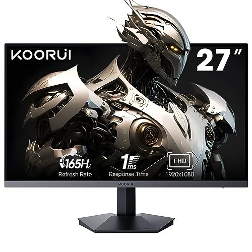 KOORUI Gaming Monitor 27 Zoll, Full HD Rahmenlos Bildschirm 165Hz Adaptive Sync (1ms, VA-Panel, Eye-Care, 1920 x 1080, 2xHDMI 2.0, & DisplayPort 1.4, VESA 75x75mm, DCI-P3 90%) von KOORUI