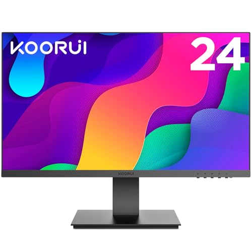 KOORUI Monitor 24 Zoll, Full HD Rahmenlos Bildschirm 16:9 IPS-Panel (75Hz, 5ms, Eye-Care, 1920 x 1080, HDMI, VGA, VESA 75x75) von KOORUI