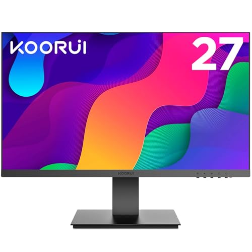 KOORUI Monitor 27 Zoll, Full HD Rahmenlos Bildschirm 16:9 IPS-Panel (75Hz, 5ms, Eye-Care, 1920 x 1080, HDMI, VGA, VESA 75x75) von KOORUI