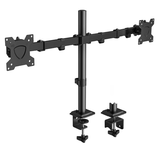 KOORUI Monitor Halterung 2 Monitor für 13-27 Zoll Flach & Curved Bildschirm, Dual Arm Monitor Stand Tischhalterung Höhenverstellbar Drehungbar Neigbar, Monitorhalterung Max 10Kg, VESA 75x75&100x100 von KOORUI