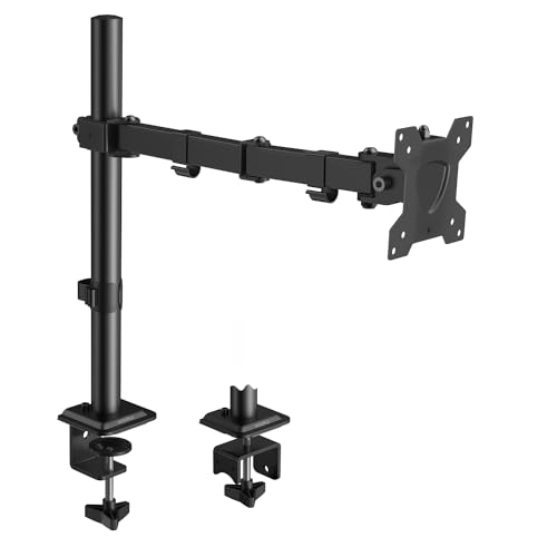 KOORUI Single Arm Monitor Halterung für 13-27 Zoll Flach & Curved Bildschirm, Höhenverstellbar Drehungbar Neigbar, VESA 75x75mm or 100x100mm, Erhöhte Tragfähigkeit von 22.1lbs von KOORUI