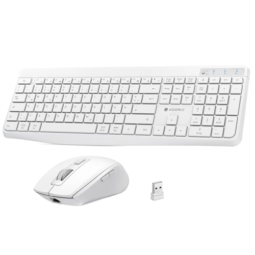 KOORUI Tastatur und Maus Kabellos, Wiederaufladbar Leise Maus Tastatur Set Deutsches Layout QWERTZ mit 12 Funktionstasten 2.4 GHz Tastatur Maus Set für Windows, MacOS, Linux -Weiß KOORUI Tastatur und Maus Kabellos, Wiederaufladbar Leise Maus Tastatur Set Deutsches Layout QWERTZ mit 12 Funktionstasten 2.4 GHz Tastatur Maus Set für Windows, MacOS, Linux -Weiß von KOORUI