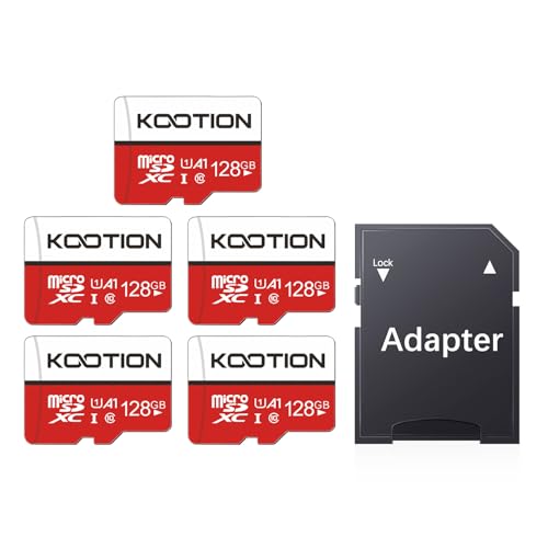 128GB SD Karte 5 Stück Class 10 Micro SD Card 128G Speicherkarte MicroSDXC Card Mini SD Karte Memory Card Klasse 10(A1 UHS-I U1) Speicher SD Karte für Kameras Handy Tablets Android Smartphones von KOOTION