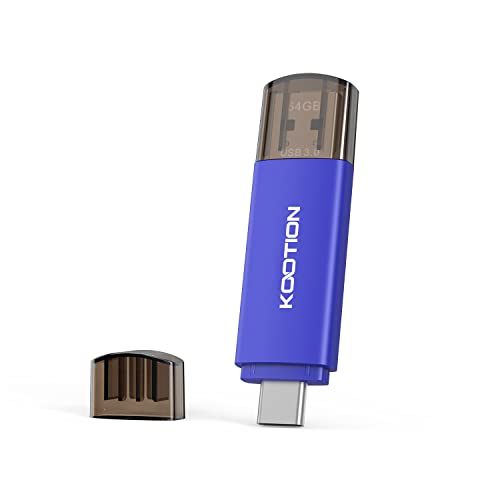 KOOTION USB Stick 64GB USB C Stick OTG 3.0 Speicherstick 2-in-1 USB 64G Flash Laufwerk Type C Flash Drive 64 Gbyte mit wasserdichtem Schlüsselanhänger für PC/Laptop, Typ-C Mobiltelefon von KOOTION