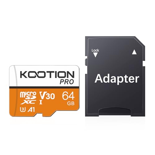 Kootion 64GB Micro SD Karte Speicherkarte MicroSDXC Card Mini SD Karte U3 UHS-I Memory Karte(A1 V30 4K) Micro SD Card 64G Speicher SD Karte Memory Card für Kameras Handy Tablets Android Smartphones von KOOTION