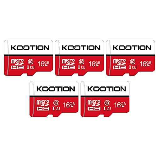 Kootion Micro SD Karten 16GB Class 10 5er Pack Mini SD Karte 5 STK Speicherkarte UHS-I MicroSDHC 16G Set Memory Cards 5 Stück SD Karten Micro SD Cards für Kameras Handy Tablets Android Smartphones von KOOTION