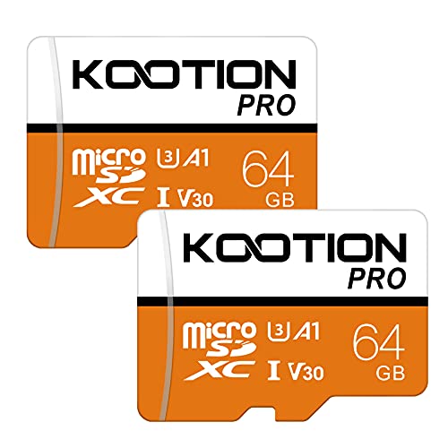 Kootion Micro SD Karten 64GB Speicherkarte 2er Pack Mini SD Karte MicroSDXC Card 64G U3 Memory Card(A1 UHS-I V30 4K) SD Karten 2 Stück Speicher SD Karte für Kameras Handy Tablets Android Smartphones von KOOTION