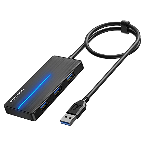 Kootion USB C Hub 4-Port USB 3.0 Hub Adapter, Ultra-Slim Data Hub (5Gbps Übertragungsgeschwindigkeit) mit LED-Anzeige für MacBook, Windows PC, Surface, Mobile HDD, Ultrabook, Flash Drive, Laptop von KOOTION