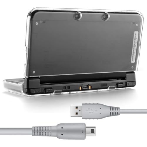 KOOWOD 3DS XL Hülle mit USB-Ladekabel – ultraklare kristallklare Hartschalen-Schutzhülle für das neue 2015 3DS XL LL – [Neues modifiziertes scharnierloses Design] (2) von KOOWOD