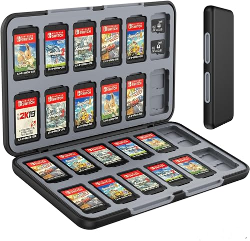 KOPBTBOY Spiele Aufbewahrung für Switch,Game Card Aufbewahrungsbox für Nintendo Switch mit 24 Game Card Slots und 24 Micro SD Karten, Weiches Silikon Futter, Magnetverschluss,Nintendo Switch Zubehör von KOPBTBOY