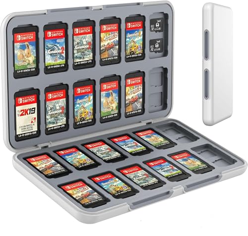 KOPBTBOY Spiele aufbewahrung für Switch,Game Card Aufbewahrungsbox für Nintendo Switch mit 24 Game Card Slots und 24 Micro SD Karten, Weiches Silikon Futter, Magnetverschluss von KOPBTBOY