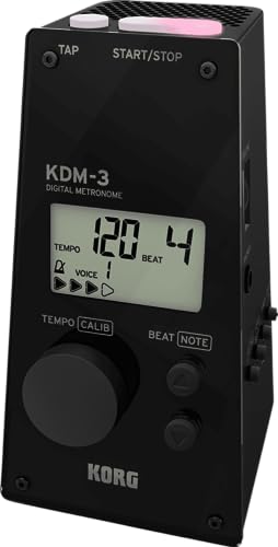 KORG Metronom KDM3, digitales Metronom in Pyramidenform, Metronom mit integrierter Sound- und Rhythmusauswahl, Sound-Out-Stimmgerät, schwarz von KORG