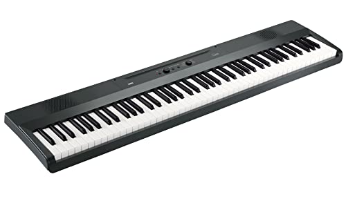 Korg 88 Tragbares Digitalpiano mit halbgewichteten Tasten und integrierten Lautsprechern, mit Sustain-Pedal, Notenständer und Netzteil, Grau (L1MGRAY) von KORG
