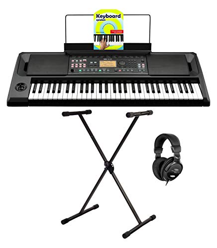 Korg EK-50 Keyboard Set (Entertainter Keyboard mit 61 Tasten, 702 Sounds, 41 Drumkits & 280 Styles inkl. X-Keyboardständer, Kopfhörer & Keyboardschule) Schwarz von KORG