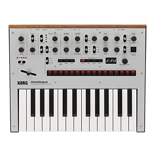 Korg Monolog monophoner Analogsynthesizer mit Voreinstellungen silber von KORG