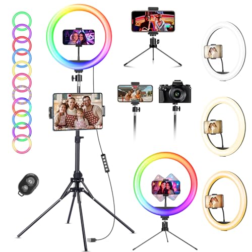 KOSCHEAL 12 Zoll Ringlicht mit Stativ,Tisch LED Ring Light Kamera Handystativhalter mit ringlicht, 2800-6500K,40 RGB-Modi für Selfie,Tik Tok Vlog,YouTube, Makeup, Facebook Video KOSCHEAL 12 Zoll Ringlicht mit Stativ,Tisch LED Ring Light Kamera Handystativhalter mit ringlicht, 2800-6500K,40 RGB-Modi für Selfie,Tik Tok Vlog,YouTube, Makeup, Facebook Video von KOSCHEAL
