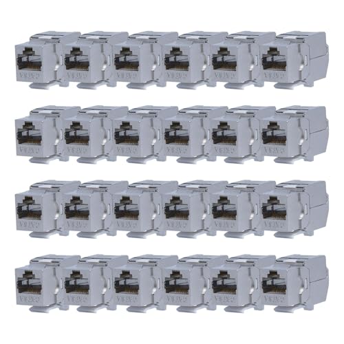 KOSCOM CONNECT 24x Keystone RJ45 CAT6a – Vollgeschirmt STP RJ45-Buchse - werkzeugfreie Snap-In Montage - 500 MHz 10 Gbit/s – Keystone Modul – Einbau in Patchpanel oder Netzwerk-Leerdose von KOSCOM CONNECT