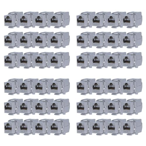 KOSCOM CONNECT 48x Keystone RJ45 CAT6a – Vollgeschirmt STP RJ45-Buchse - werkzeugfreie Snap-In Montage - 500 MHz 10 Gbit/s – Keystone Modul – Einbau in Patchpanel oder Netzwerk-Leerdose von KOSCOM CONNECT