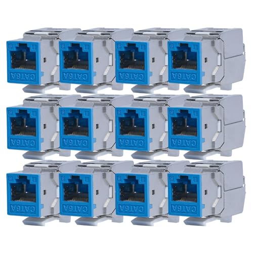 KOSCOM CONNECT Keystone Module CAT 6A RJ45 Buchse zum Einbau in Leerdosen oder Patchpanels (12, Blau) von KOSCOM CONNECT