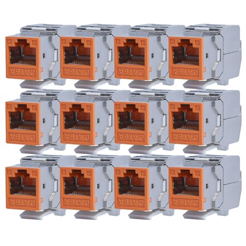 KOSCOM CONNECT Keystone Module CAT 6A RJ45 Buchse zum Einbau in Leerdosen oder Patchpanels (12, Orange) von KOSCOM CONNECT