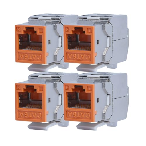 KOSCOM CONNECT Keystone Module CAT 6A RJ45 Buchse zum Einbau in Leerdosen oder Patchpanels (4, Orange) von KOSCOM CONNECT