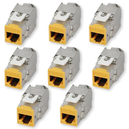KOSCOM CONNECT Keystone Module CAT 6A RJ45 Buchse zum Einbau in Leerdosen oder Patchpanels (8, Gelb) von KOSCOM CONNECT