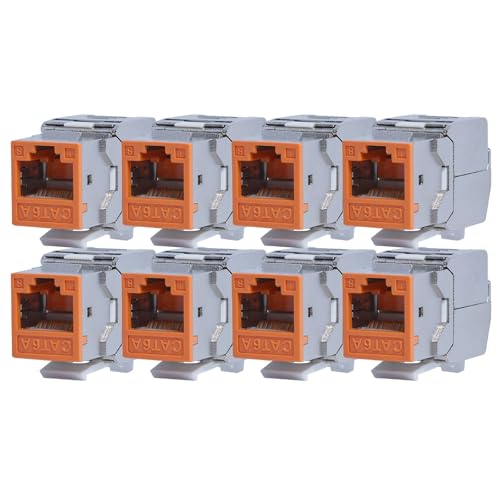 KOSCOM CONNECT Keystone Module CAT 6A RJ45 Buchse zum Einbau in Leerdosen oder Patchpanels (8, Orange) von KOSCOM CONNECT