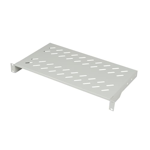 Koscom Connect Fachboden für Netzwerkschrank 19 Zoll I Server Rack Ablagefach 483 x 250 x 45 mm I 1 HE Einlegeboden zum Festeinbau I Perforiertes Lochblech I Traglast 25 kg (Grau, 250 mm) von KOSCOM CONNECT