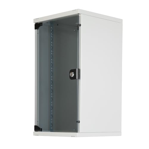 Koscom Connect Netzwerkschrank 12 HE I Serverschrank 10 Zoll I Wandmontage 312 x 300 x 540 mm I voll montiert I Server Gehäuse mit abschließbarer Glastür I Traglast 60 kg I Grau von KOSCOM CONNECT