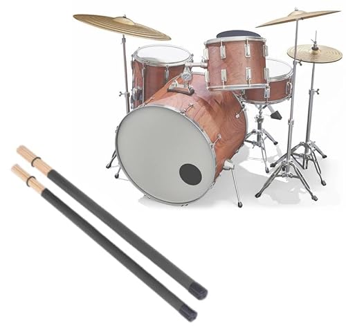 KOSDFOGE 2-teiliges Jazz Drum Brush Drumstick Stick Mallet Bamboo Percussion Tool Instrument Zubehör Set Kit(Schwarz) von KOSDFOGE