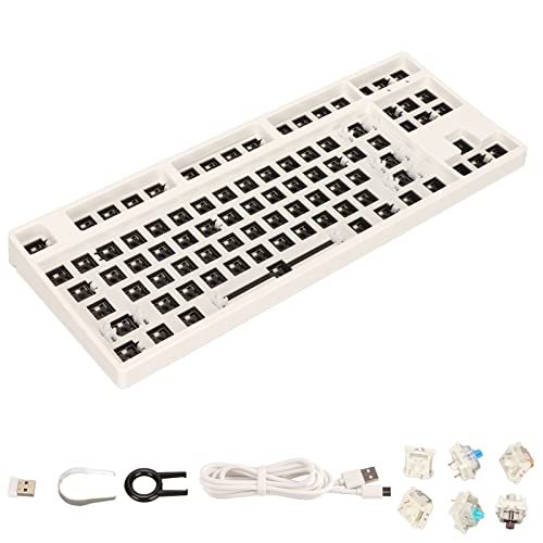 KOSDFOGE Modulare mechanische Tastatur, RGB 87 Tasten, DIY-Set für Spiele mit TKL-Kabel mit Steckdosen, Hot-Swap-Schalter, modulare mechanische Tastatur aus Aluminiumlegierung (weiß) von KOSDFOGE