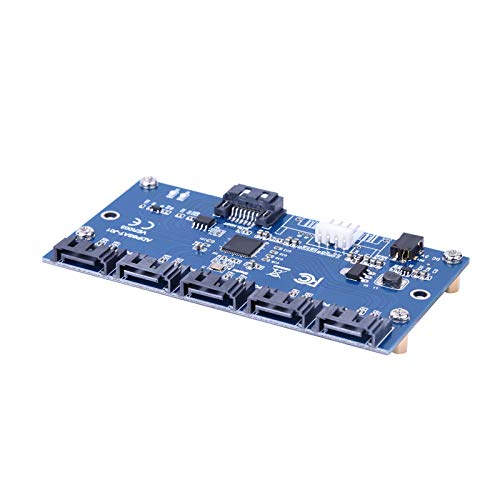 KOSDFOGE SATa Adapterkarte, 1 Bis 5 Port (Sata Converter Port Multiplier) Riser Card Hub mit DC Kabel/Sata 7P Kabel, Unterstützt Hot Swap von KOSDFOGE