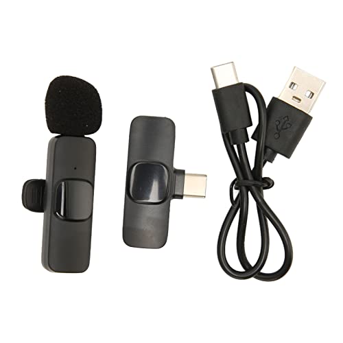 KOSDFOGE USB C Kabelloses Lavalier-Mikrofon Plug Play Automatisches Pairing Typ C Mini-Ansteckmikrofon für Telefon PC Tablet K8，für Interview-Video-Podcast von KOSDFOGE