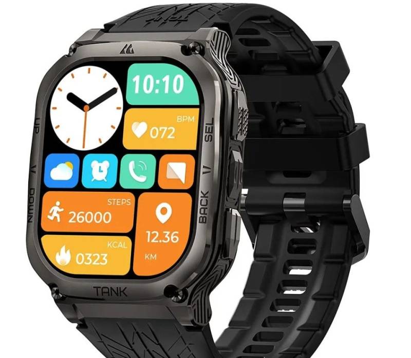 KOSPET KOSPET TANK M3 & M3 ULTRA Smartwatch mit Bluetooth Anrufe Smartwatch (1.96 Zoll), Bluetooth 5.3 Sport uhr, IP69K wasserdicht Fitness Tracker von KOSPET