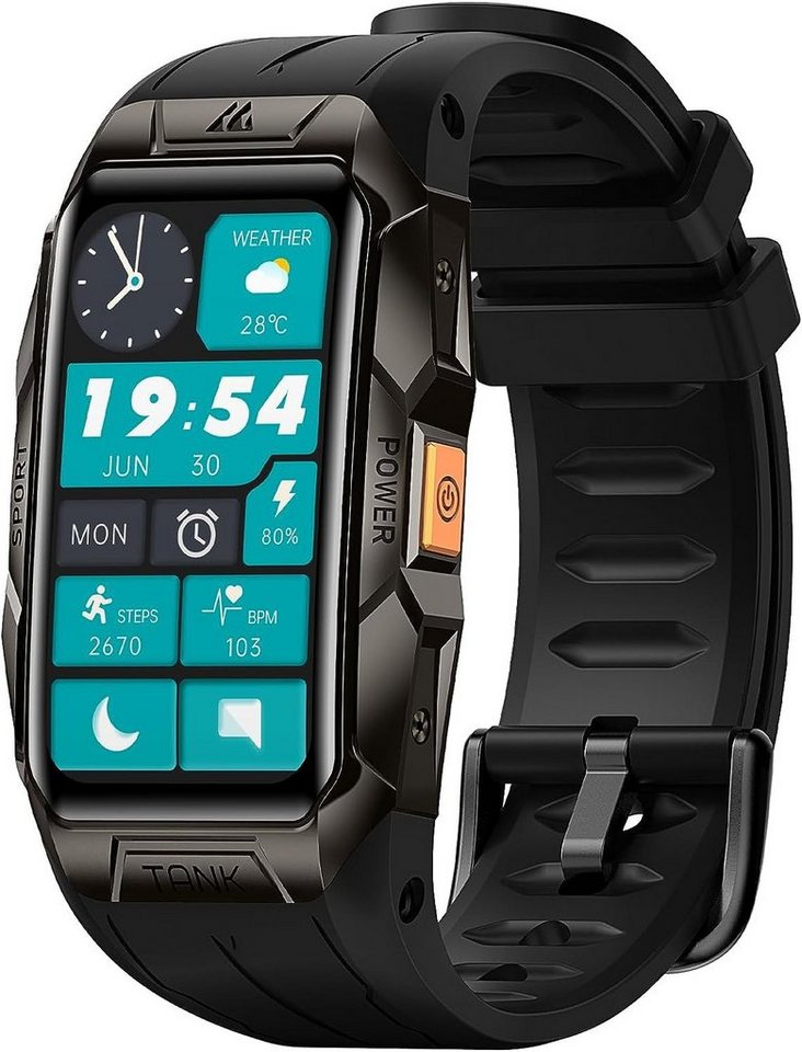 KOSPET Smartwatch (1,47 Zoll, Android iOS), Herren wasserdicht herzfrequenzmesser schrittzähler aktivitätstracker von KOSPET