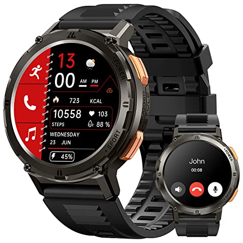 KOSPET Smartwatch Herren mit Telefonfunktion, 1,43" AMOLED Always-On Display Fitnessuhr, 60+Tage Super Langer Akku, KI Sprachassistent, 5ATM Wasserdicht 70 Sportmodi Robuste Sportuhr-24H Schlafmonitor von KOSPET