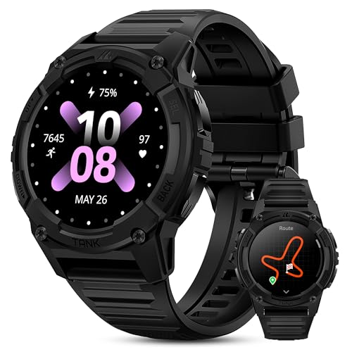 KOSPET Tank S2 Smartwatch Damen Herren mit GPS und Telefonfunktion,5ATM wasserdicht,Fitness Tracker mit AMOLED Display,Überwachung von Herzfrequenz, SpO2, Schlaf, Zyklusüberwachung,170+ Sportmodi von KOSPET