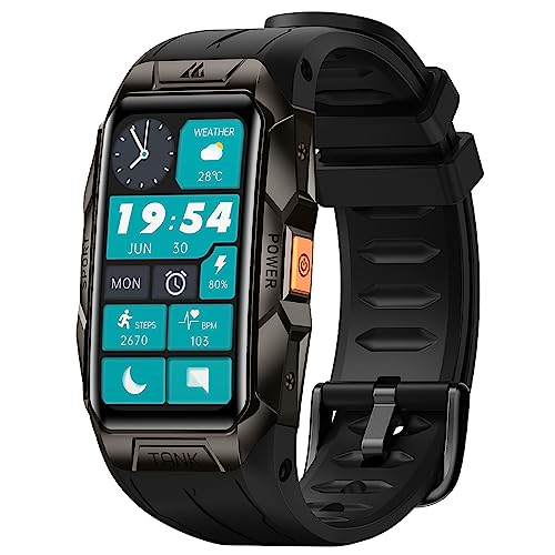 KOSPET X1 Smartwatch Herren, Fitnessuhr mit 100M wasserdicht, 50 Tage Langer Akkulaufzeit, 24H Schlaf-Tracking Herzfrequenzmesser Schrittzähler,70 Sportmodi Aktivitätstracker (Schwarz) von KOSPET