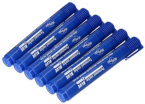 KOTARBAU® Permanent Marker Satz 6 Stk. Blau Runde Spitze Wasserferster Stift von KOTARBAU