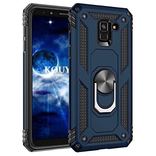 KOUYI Kompatibel mit Galaxy A8 2018, Handyhülle Cover TPU Magnetische Bumper Stoßdämpfung Schutzhülle mit 360 Grad Drehbar Ringhalter für Samsung Galaxy A8 2018 (Blau) von KOUYI